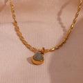 Dainty Beaded Necklace Round Natural Stone Charm Necklace Gold Plated Stainless Steel Gemstone Choker