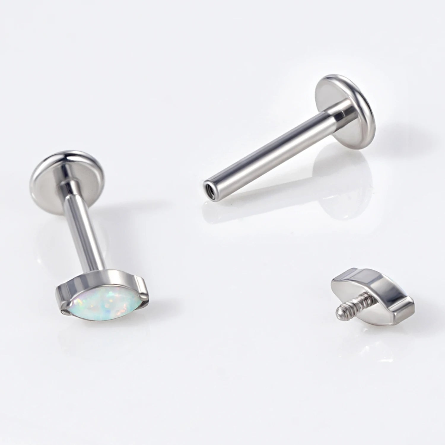 Toposh Wholesale Internally Threaded CZ G23 Cartilage ASTM F136 Lip Stud Titanium Labret Flat Back Earring Piercing Jewelry