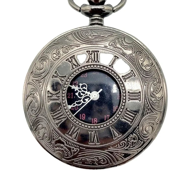 Fashion Quartz Black Vintage Roman Number Clock Roman Pocket Watches