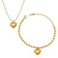 Timeless Love Heart Set 18K Gold Plated Stainless Steel Necklace & Bracelet Waterproof & Tarnish-Free Everyday Romance