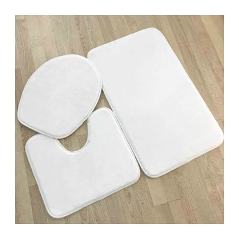 Custom Printed Toilet Mat Set 3 Pieces Flannel Non slip Bathroom Mat Set Rug Carpet Bathmat Set