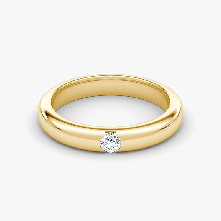SGARIT Fine Jewelry 14K Yellow Gold 0.1CT 3mm Lab Grown Diamond Ring Round Cut Four Prong With IGI Certificate