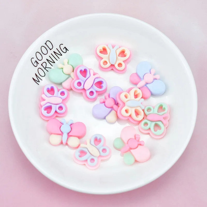 Resin Butterfly Flat Back Resin Charms Cabochons for Slime Handmade DIY Mobile Phone Kids Hair Craft Decor