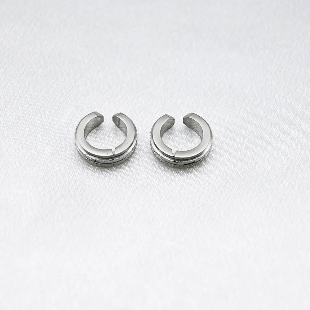 High Quality Silver Color Matte Earrings 316L Surgical Steel No Piercing Brushed Clip on Earring