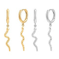 EH1071 Minimalist Snake Huggie Hoop Earrings 14K Gold Plated 925 Sterling Silver Hypoallergenic Gift for Women
