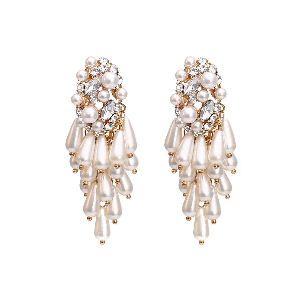 Pearl Earrings for Women Dangle Pearls Earrings Studs Gold Pendant Chandelier Earrings Statement Boho Drop Ear Rings Jewelry