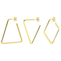 Gold Plated Lightweight Open Hoop Stud Earrings Chunky Thick Geometric Design Surgical Stainless Steel Posts Fine Stud