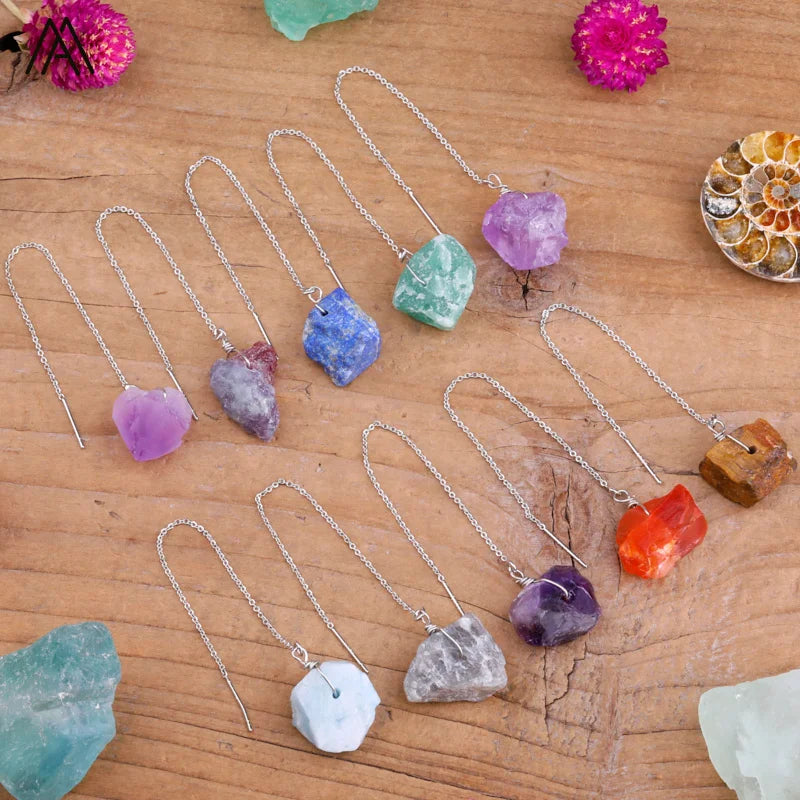 Wholesale Classic Crystal Earrings for Women Silver Plated Chunky Beads Healing Stone Birthstone Gifts-Wedding Engagement