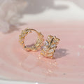 Women Creative New Designs Alloy Diamond Earrings Gold Plated Willow Leaf Circle Ear Hoop Earrings