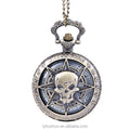 Antique Bronze Hollow Five-pointed Star Ghost Head Quartz Movement Stainless Steel Pocket Watch
