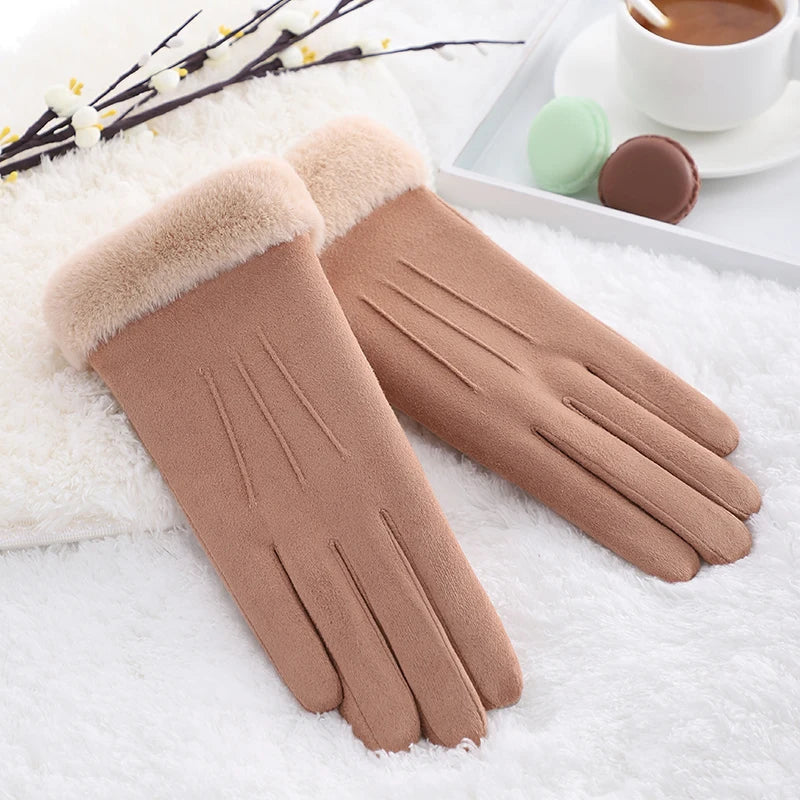 Thicken Fleece Warm Ladies Winter Gloves
