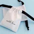 Luxury Personalised Organic Cotton Canvas Drawstring Bag Satin Printed for Business or Shopping-for Jewellery or Shoe Gifts