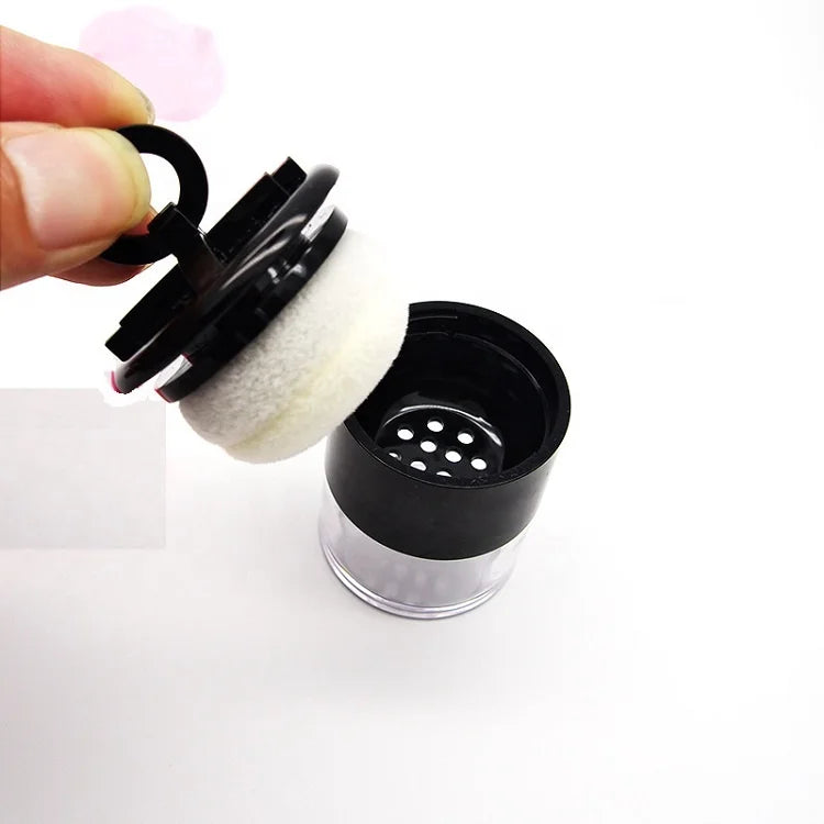 10G Loose Powder Jar Empty Black Puffy Hair Powder Packaging Container Refillable Plastic Bottle with Sponge