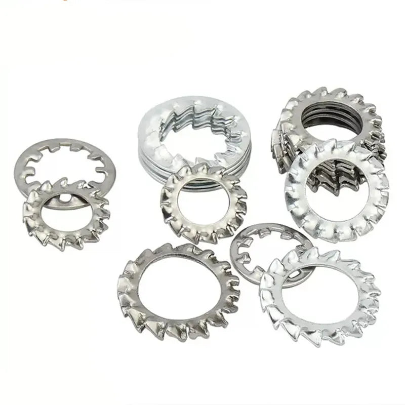 DIN6797 DIN6798 Serrated Tooth Star Lock Washers Internal/External Teeth M3-M24 Plain Finish Shakeproof Automotive Grade