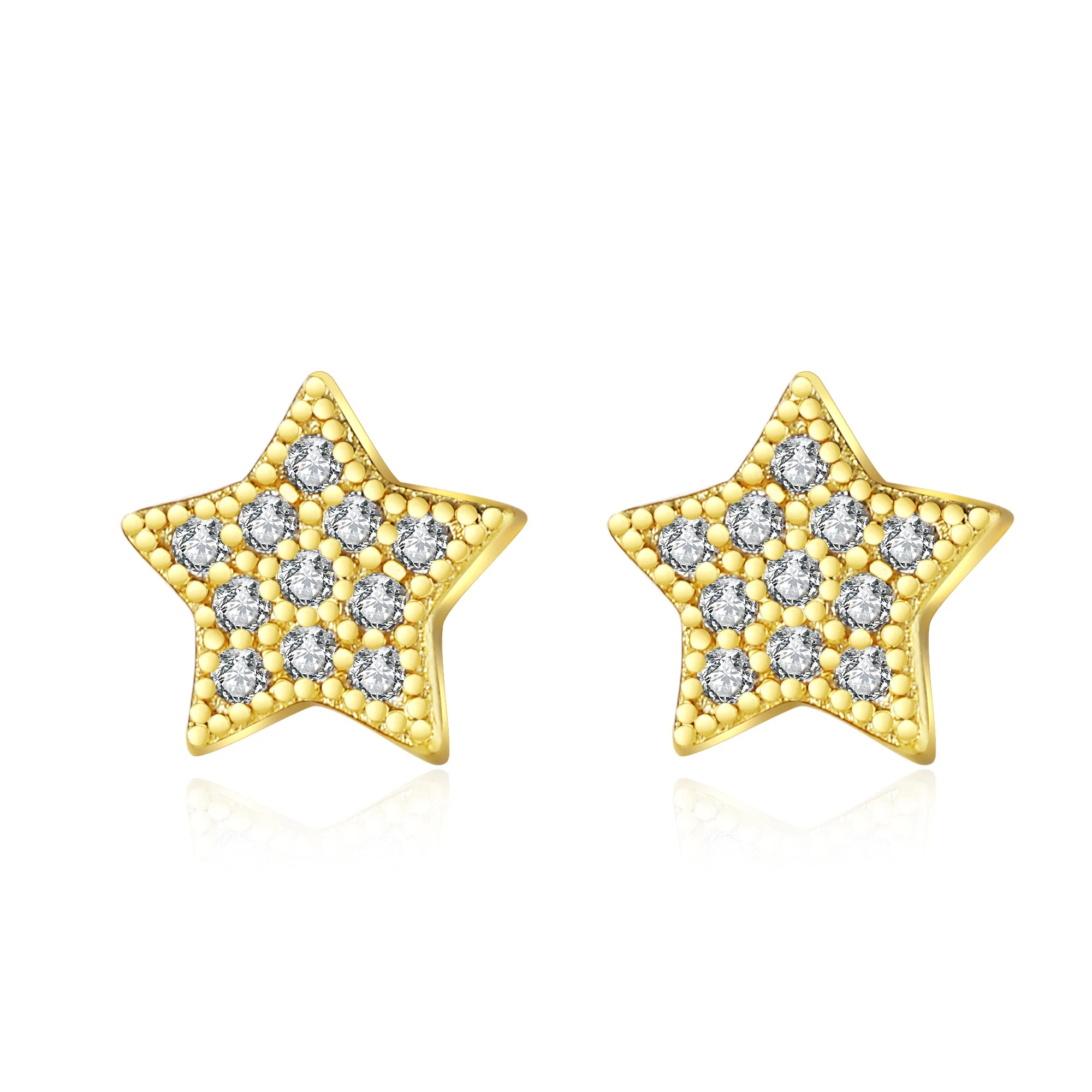 Wholesale S925 Cute Minimalist Star Stud Earrings Inlaid Zircon Gold Plated Sterling Silver for Women Wedding & Anniversary