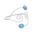 Silver Plated Alloy Faux Turquoise Gemstone Cuff Bangle Bracelet Open Wide Wire Bracelets Wrist Cuff Wrap Bracelet Adjustable