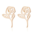 Stainless Steel Rose Flower Charm Stud Earring Jewelry Earrings Studs for Women