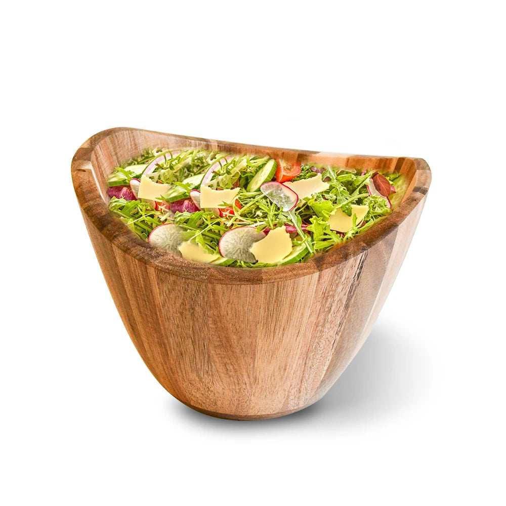 Youlike Large Acacia Wood Salad Bowl Set Big Salad Serving Bowl with Serving Utensils & Dinner Plates  Modern Camping Polished