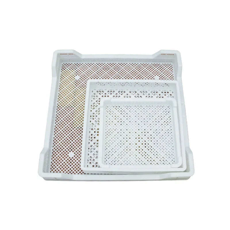 LEADLOONG PE Plastic Multifunction Square Drying & Sifting Storage Basket with Drain Tray Food Grade