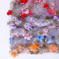 Spot organza three-dimensional nail flower embroidered fabric new three-dimensional nail flower fabric Broderie stereoscopique
