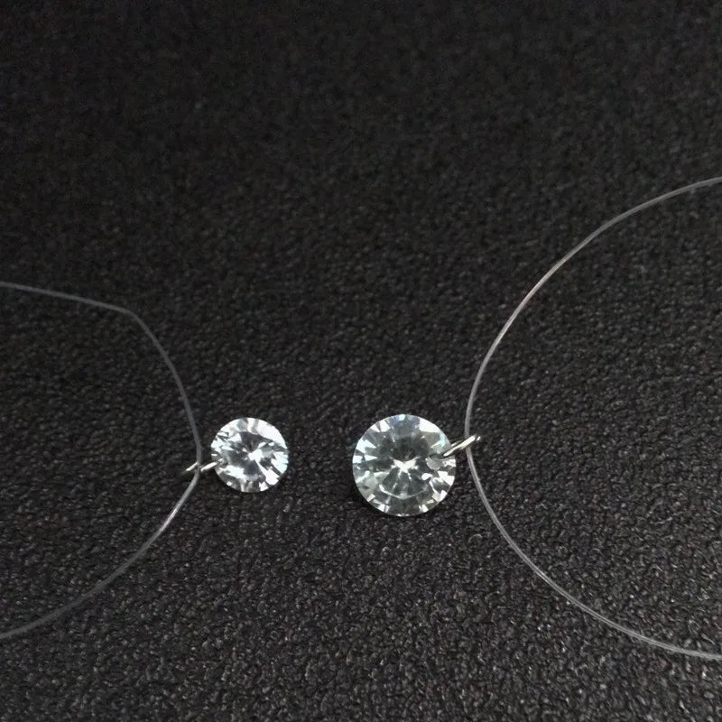 AA00230 Invisible Alloy Chain Women's Wedding Gift Transparent Fishing Line Clavicle Short Rhinestone Choker Necklace