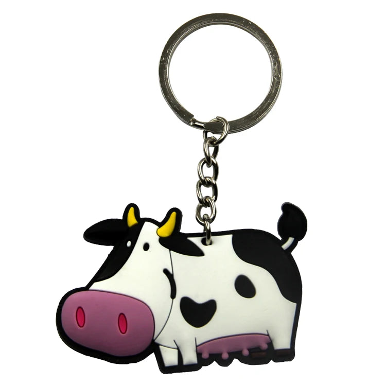 Custom Design Personalized Cheap Make Your Own Cow Shaped Soft Rubber 3d Pvc Keychain