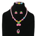 4pcs Sweet Kids Jewelry Candy Bead Cherry Children Necklace Bracelet Rings Earrings Jewelry Sets