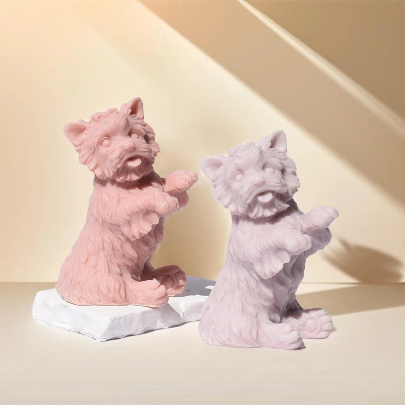 Cute Puppy Scented Candle Silicone Mold DIY Animal Teddy Dog Candle Plaster Glue Ornament Home Decoration Gift