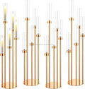 Romantic Gold Iron Candlestick Holder for Wedding Party or Hotel Table Decor Durable Silver Glass Road Guide Props