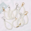 Wristlet Strap Bracelet for Key Wallet Luxury Women Beauty Pearl Wristlet Key Chain Charm Faux Pearl Hand Wrist Lanyard Keychain