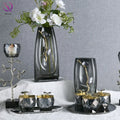 Modern Home Decoration Ornaments Light Luxury Decorative Desktop Vases Nordic Style Minimalist Smoke Grey Glass Flower Vases