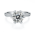 Popular Fashion Sterling Silver Jewelry White Gold Plated S925 D Colour VVS Moissanite Circular 3.0ct Engagement Diamond Ring MegaBDM