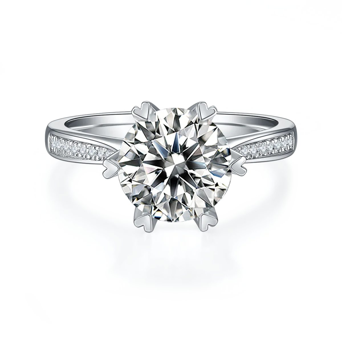 Popular Fashion Sterling Silver Jewelry White Gold Plated S925 D Colour VVS Moissanite Circular 3.0ct Engagement Diamond Ring MegaBDM