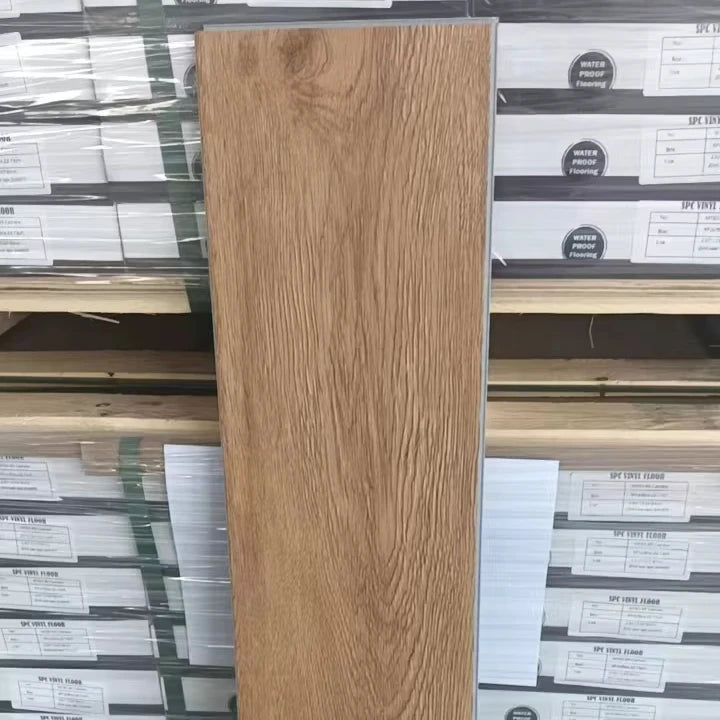 Embossed Texture SPC Flooring PVC Virgin Material Plastic Vinyl Tiles Rigid Core 6mm 4mm for Office Hospital Use Factory Price