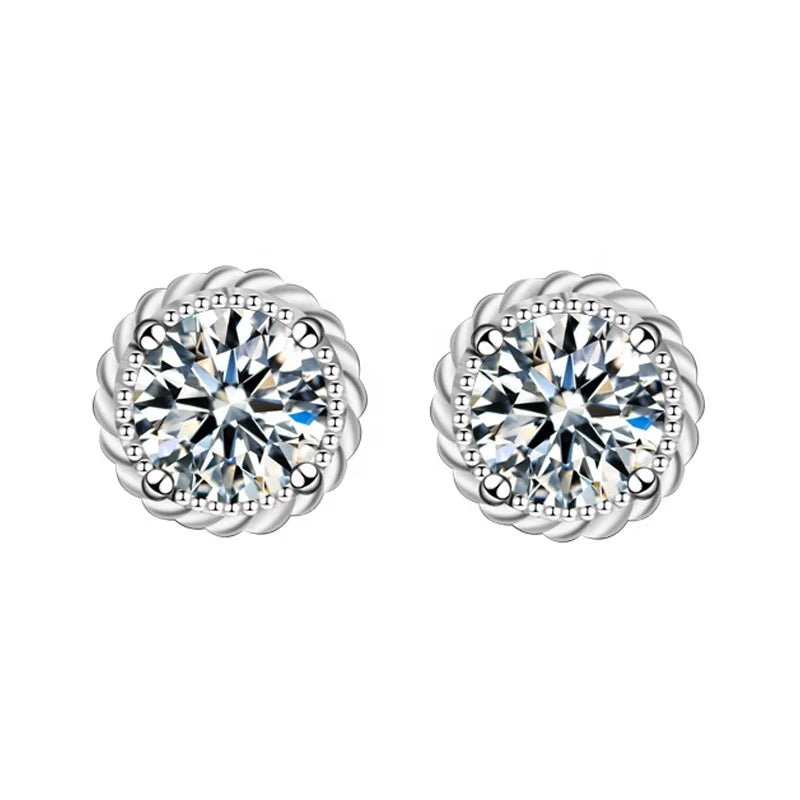 XEA009 Pass Diamond test VVS D Moissanite Earrings Men Women 0.5CT 925 Silver GRA Certificate Lab Diamond Stud Luxury Jewelry