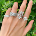 Custom Luxury S925 Sterling Silver 8A Cubic Zircon Ring Bride Promise Ring Set Engagement Wedding Diamond Rings Jewelry Women