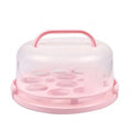 Durable Clear Food Grade Plastic Round Cake Preservation Storage Carrier Holder Box With Portable Handle/