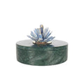 Natural Green Marble Jewelry Cosmetic Storage Collection Organizer Box for Women with Crystal Handle