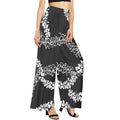 Fashionable Best Selling Custom Hawaii Artist Black with White Elei Print Loose Polyester Women's Wide Leg Pants Print on Demand