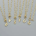 Stainless Steel   Initial Necklace for Women Gold Plated Large Script Name Monogram Link Chain Main Material A-Z Letter Necklace