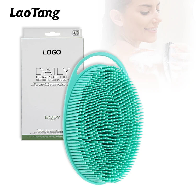 2 in 1 Silicone Exfoliating Body Brush Hair Shampoo Brush Skin Wash Massage Silicone Body Scrubber for Bath