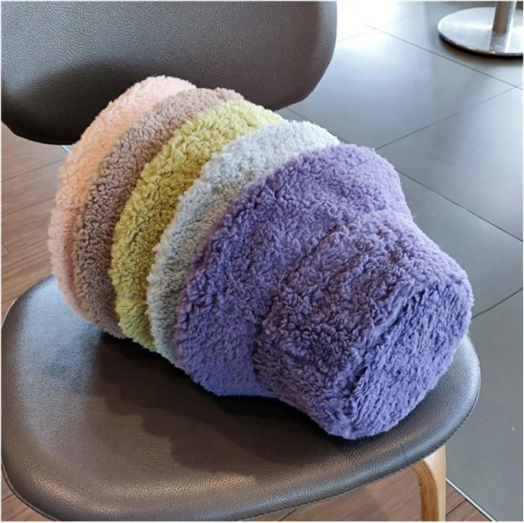 Wholesale Fall Winter Lamb Wool Fisherman Bucket Hats Single Sided