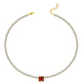 Water Proof Gold Plated 316L Stainless Steel 36+5cm Tennis Chain Adjustable Chock Necklace for Girl Ladies Summer Beach Jewelry