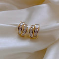 Korean Fashion Jewelry 18K Gold Plating AAA Colored Zircon Self Piercing Hoop Earrings