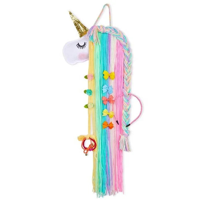 14 Colors Unicorn Wall Hanging Home Decor for Girls Hair Bow Holder Organizer Hanger Storage for Hairband Hair Clips Hair Tie