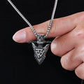 Nordic Mythology Viking Valknut Knot Talism Shield Spear Head Arrow Necklace for Men Stainless Steel Spear Pendant Charm