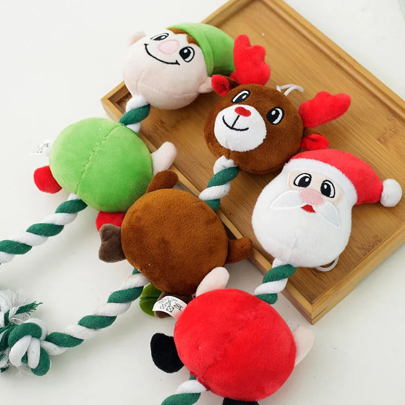 Wholesale Durable Christmas Dog Gifts Santa Claus Dog Chew Push Rope Toys