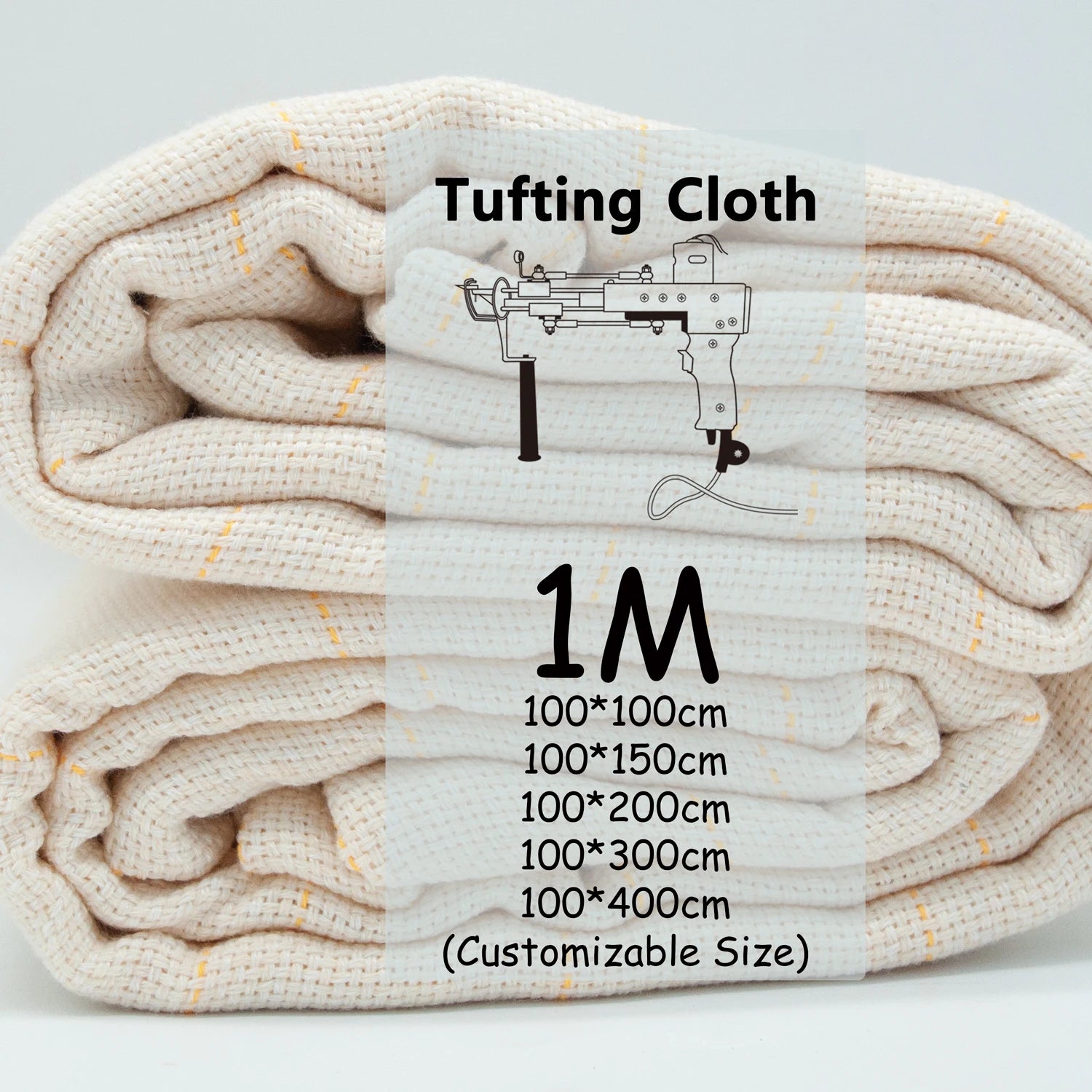 Ready Stock Factory Sale 1*1 m Tufting Gun Carpet Rug Cloth Monks Cloth Cotton Polyester Mixed for Tufting Gun Rug DIY