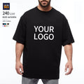 Custom Logo Men's Plus Size Clothing Oversized 100% Cotton T-Shirt 240gsm Heavy Weight Black Blank Plain