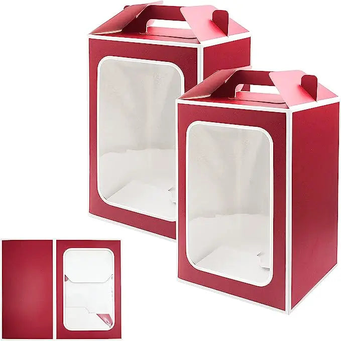 Floral Bear Window Paper Bag with Handle-White Cardboard Clothing & Shoes Packaging Recyclable Offset Printing